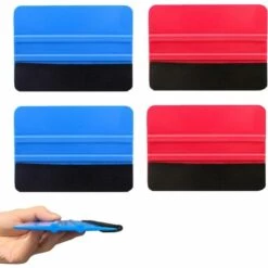DEVENIRRICHE 4-teiliger Rakel Mit Faserkante Für Die Autovinylverpackung, Qualitätsrakel, Kunststofffilzkantenrakel, Langlebiger Fensterfolienrakel Für Die Autovinylverpackung