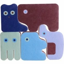 DEVENIRRICHE Großer Schwamm, Waschbarer Schwamm, 5 Stück Autoschwamm, Puzzle-Design, Doppelseitiges Peeling, Für Küche, Bad, Geschirr, Körbe, Pfannen, Töpfe (5 Farben)