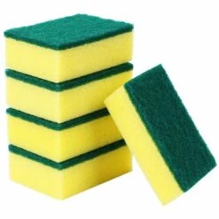 GESCHENKE Küchenreinigungsschwamm, Kratzfester Faser-Schrubbschwamm, Doppelseitiger Geschirrspülschwamm, Geeignet Für Küche, Geschirr (5 Stück)