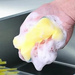 GESCHENKE Küchenreinigungsschwamm, Kratzfester Faser-Schrubbschwamm, Doppelseitiger Geschirrspülschwamm, Geeignet Für Küche, Geschirr (5 Stück) -Angebote Fliesenleger-Werkzeug Store 50995001 5