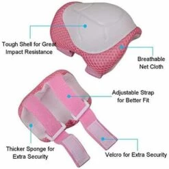 LANGRAY Knieschoner Kinder, 6 Stück Kinder Knieschoner Set, Knieschützer Kinder Schutzausrüstung Set Ellenbogenschoner Handgelenkschoner Knieschoner Für Skateboard Roller Radfahren Scooter-Rose -Angebote Fliesenleger-Werkzeug Store 52036668 3