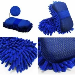 LangRay 2x Chenille Mikrofaser Autowaschschwamm Chenille Mikrofaser Autowaschhandschuh Fahrzeugpflege Schwammwaschbürste Mit Integriertem Handschlaufe Körperwaschschwamm -Angebote Fliesenleger-Werkzeug Store 52040687 5