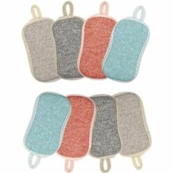 LANGRAY Wiederverwendbare Schwämme Wiederverwendbare Mikrofaser Mikrofasertuch Wiederverwendbarer Doppelter Schwamm Geruchlose Doppelseitige Scheuerschwämme Wiederverwendbare Doppelte Schwämme Scheuern Doppelseitiges Scheuertuch (8 Stück)