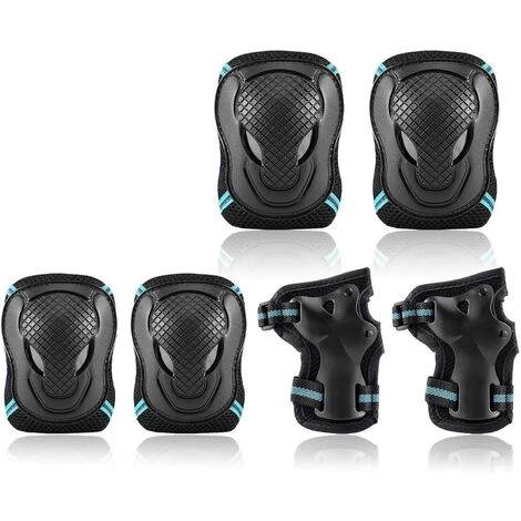 LangRay Handgelenk- Und Ellbogenschützer, Inline-Schutzausrüstung - Knieschützer, Ellbogenschützer Und Handgelenkschützer - 6er-Set Schutzpolster (Schwarz + Blau) 1 LangRay Handgelenk- Und Ellbogenschützer, Inline-Schutzausrüstung - Knieschützer, Ellbogenschützer Und Handgelenkschützer - 6er-Set Schutzpolster (Schwarz + Blau)