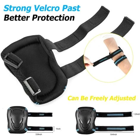 LangRay Handgelenk- Und Ellbogenschützer, Inline-Schutzausrüstung - Knieschützer, Ellbogenschützer Und Handgelenkschützer - 6er-Set Schutzpolster (Schwarz + Blau) 3 LangRay Handgelenk- Und Ellbogenschützer, Inline-Schutzausrüstung - Knieschützer, Ellbogenschützer Und Handgelenkschützer - 6er-Set Schutzpolster (Schwarz + Blau) – Bild 3