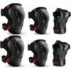 LangRay Handgelenk- Und Ellbogenschützer, Inline-Schutzausrüstung – Knieschützer, Ellbogenschützer & Handgelenkschützer – 6er-Set Schutzpolster (Schwarz + Rot)
