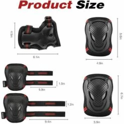 LangRay Handgelenk- Und Ellbogenschützer, Inline-Schutzausrüstung – Knieschützer, Ellbogenschützer & Handgelenkschützer – 6er-Set Schutzpolster (Schwarz + Rot) -Angebote Fliesenleger-Werkzeug Store 52044061 4