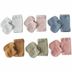 6 Paar Baby-Knieschützer Und 6 Paar Socken Mit Rutschfesten Gummipunkten Für Baby 1-3 Y Triomphe