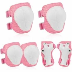 Knieschützer, Triomphe 6-teiliges Set Kinder-Knieschutz, Sportgeräteschutz, Ellbogenschützer, Knieschützer, Handgelenkschützer Für Skateboard, Radfahren, Bergsteigen, Junge, Mädchen (Rosa)