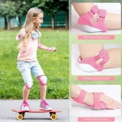 Knieschützer, Triomphe 6-teiliges Set Kinder-Knieschutz, Sportgeräteschutz, Ellbogenschützer, Knieschützer, Handgelenkschützer Für Skateboard, Radfahren, Bergsteigen, Junge, Mädchen (Rosa) -Angebote Fliesenleger-Werkzeug Store 52924685 4