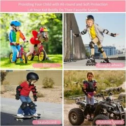 Knieschützer, Triomphe 6-teiliges Set Kinder-Knieschutz, Sportgeräteschutz, Ellbogenschützer, Knieschützer, Handgelenkschützer Für Skateboard, Radfahren, Bergsteigen, Junge, Mädchen (Rosa) -Angebote Fliesenleger-Werkzeug Store 52924685 5