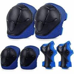 Knieschützer, Triomphe 6-teiliges Set Kinder-Knieschutz, Schutz Für Sportgeräte, Ellbogenschützer, Knieschützer, Handgelenkschützer Für Skateboarding, Radfahren, Bergsteigen, Junge, Mädchen (Blau)