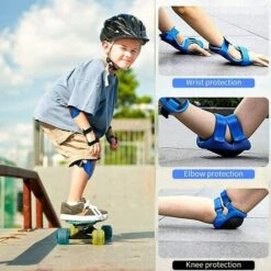 Knieschützer, Triomphe 6-teiliges Set Kinder-Knieschutz, Schutz Für Sportgeräte, Ellbogenschützer, Knieschützer, Handgelenkschützer Für Skateboarding, Radfahren, Bergsteigen, Junge, Mädchen (Blau) -Angebote Fliesenleger-Werkzeug Store 52929941 3