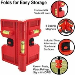 ECHOO Wasserwaage, Magnetisches Nivellierwerkzeug, Zusammenklappbar Zur Aufbewahrung, Kreuzwasserwaage (2er-Pack) -Angebote Fliesenleger-Werkzeug Store 53040100 3