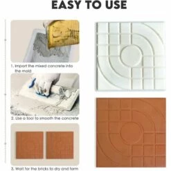 TINOR Pflasterform Für Ziegel, Beton, Stein, Quadratisch, Für Platten, Garten, Rasen, Pflastersteine, Einfahrten, Straßenwege, 25 X 25 Cm -Angebote Fliesenleger-Werkzeug Store 53051883 4
