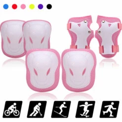 LIFCAUSAL Kinder-Knieschützer-Set 6 In 1 Schutzausrüstungs-Kit Knie-Ellbogenschützer Mit Handgelenkschutz Kindersport-Sicherheitsschutzpolster Für Radfahren Rollschuhlaufen, Pink M -Angebote Fliesenleger-Werkzeug Store 53605674 3