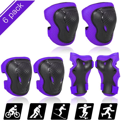 LIFCAUSAL Kinder-Knieschützer-Set 6 In 1 Schutzausrüstungs-Kit Knie-Ellbogenschützer Mit Handgelenkschutz Kindersport-Sicherheitsschutzpolster Für Radfahren Rollschuhlaufen, Lila M 2 LIFCAUSAL Kinder-Knieschützer-Set 6 In 1 Schutzausrüstungs-Kit Knie-Ellbogenschützer Mit Handgelenkschutz Kindersport-Sicherheitsschutzpolster Für Radfahren Rollschuhlaufen, Lila M – Bild 2