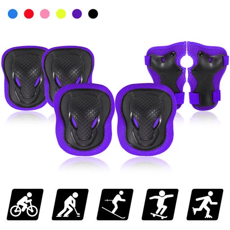 LIFCAUSAL Kinder-Knieschützer-Set 6 In 1 Schutzausrüstungs-Kit Knie-Ellbogenschützer Mit Handgelenkschutz Kindersport-Sicherheitsschutzpolster Für Radfahren Rollschuhlaufen, Lila M 3 LIFCAUSAL Kinder-Knieschützer-Set 6 In 1 Schutzausrüstungs-Kit Knie-Ellbogenschützer Mit Handgelenkschutz Kindersport-Sicherheitsschutzpolster Für Radfahren Rollschuhlaufen, Lila M – Bild 3