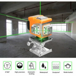HAPPYSHOPPING Multifunktionaler 12-Linien-Laser Mit Grünem Licht, 3 °, Selbstnivellierende Maschine, Wiederaufladbares Lithium-Batterie-Nivellierwerkzeug, Omnidirektionaler Bodenwandaufkleber Mit Vertikaler, Horizontaler, Schräger Linie,EU-Stecker Ohne Stativ, Multicolor -Angebote Fliesenleger-Werkzeug Store 53630440 4