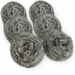 GESCHENKE 6er-Pack Edelstahl-Scheuerschwämme – Schwammschrubber Aus Metall, Stahlwolle, Scheuerschwamm – Edelstahlreiniger, Reinigungsschwämme, Metallschwamm, Drahtwolle, Schwamm