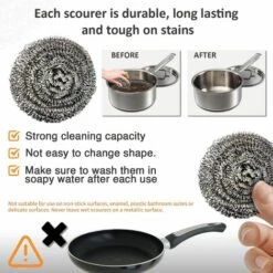 GESCHENKE 6er-Pack Edelstahl-Scheuerschwämme – Schwammschrubber Aus Metall, Stahlwolle, Scheuerschwamm – Edelstahlreiniger, Reinigungsschwämme, Metallschwamm, Drahtwolle, Schwamm -Angebote Fliesenleger-Werkzeug Store 53989249 3