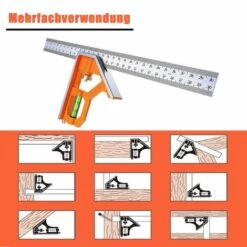 Betterlife Kombinations-Winkellineal – 300 Mm Zimmermannswinkel, Metrisch, 12 Zoll, Edelstahl, Quadratisch, Messwerkzeuge Mit Wasserwaage, Winkel Einstellbar 45/90 Grad Für Zimmermann, 1 Stück -Angebote Fliesenleger-Werkzeug Store 54097381 4