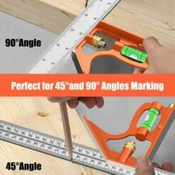 Betterlife Kombinations-Winkellineal – 300 Mm Zimmermannswinkel, Metrisch, 12 Zoll, Edelstahl, Quadratisch, Messwerkzeuge Mit Wasserwaage, Winkel Einstellbar 45/90 Grad Für Zimmermann, 1 Stück -Angebote Fliesenleger-Werkzeug Store 54097381 5