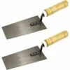 QERSTA Trapezkelle Edelstahl 2 Stück Glättkelle Mit Holzgriff Essential Gipskelle Gipsspachtel Essential Maurer Werkzeug Set