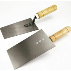QERSTA Trapezkelle Edelstahl 2 Stück Glättkelle Mit Holzgriff Essential Gipskelle Gipsspachtel Essential Maurer Werkzeug Set -Angebote Fliesenleger-Werkzeug Store 54919167 4