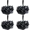 LANGRAY Duschschwamm, Badehocker, 4 Schwarze Mesh-Luffa-Körper-Peeling-Bürsten, Sauberer Haut-Luffa-Schwamm Zum Baden, Bequem Und Weich