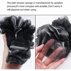 LANGRAY Duschschwamm, Badehocker, 4 Schwarze Mesh-Luffa-Körper-Peeling-Bürsten, Sauberer Haut-Luffa-Schwamm Zum Baden, Bequem Und Weich -Angebote Fliesenleger-Werkzeug Store 55034148 5