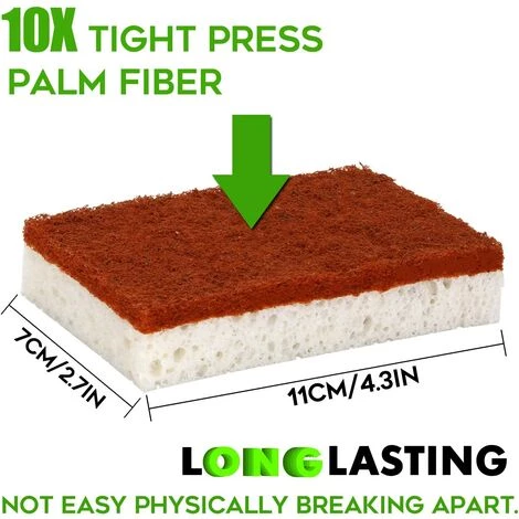 LANGRAY 10 Natürliche, Pflanzliche, Biologisch Abbaubare Und Kompostierbare, Langlebige Und Geruchlose Scheuerschwämme Zum Reinigen Von Geschirr Und Küche. 4 LANGRAY 10 Natürliche, Pflanzliche, Biologisch Abbaubare Und Kompostierbare, Langlebige Und Geruchlose Scheuerschwämme Zum Reinigen Von Geschirr Und Küche. – Bild 4