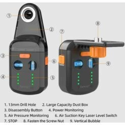 LIFCAUSAL 3-in-1-Laser-Wasserwaage Mit Elektrischem Saug-Vakuum-Bohrstaubsammler Und Halterung, Nivellierlinie, Laser-Nivellierwerkzeug Für Den Bau Von Bildern Zum Aufhängen Von Wänden, Schreiben, Malen, Renovierung -Angebote Fliesenleger-Werkzeug Store 55152921 3