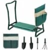 SWANEW 2 In 1 Kniebank Mit Weichem Kniekissen, Klappbarer Gartenhocker Mit 1 Grosse Werkzeugtaschen, Gartenbank Aus Stahl,bis 150 Kg Mit 4X Werkzeug