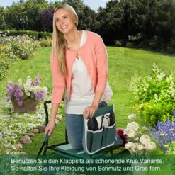 SWANEW 2 In 1 Kniebank Mit Weichem Kniekissen, Klappbarer Gartenhocker Mit 1 Grosse Werkzeugtaschen, Gartenbank Aus Stahl,bis 150 Kg Mit 4X Werkzeug -Angebote Fliesenleger-Werkzeug Store 55494391 5