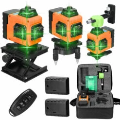 HAPPYSHOPPING Multifunktionaler 16-Linien-Laser-Level 3 ° Selbstnivellierungsfunktion Nivellierungswerkzeug Omnidirektionaler Bodenwandaufkleber Heimwerker-Werkzeugset,EU -Stecker, Orange