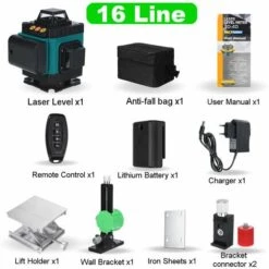 DRILLPRO 16 Linien 360° 3D-Laser-Wasserwaage, Selbstnivellierend, Horizontales Und Vertikales Kreuz, Grün -Angebote Fliesenleger-Werkzeug Store 57126305 3