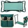 SWANEW 2 In 1 Kniebank Mit Weichem Kniekissen, Klappbarer Gartenhocker Mit 1 Grosse Werkzeugtaschen, Gartenbank Aus Stahl,bis 150 Kg