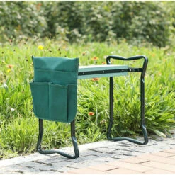 SWANEW 2 In 1 Kniebank Mit Weichem Kniekissen, Klappbarer Gartenhocker Mit 1 Grosse Werkzeugtaschen, Gartenbank Aus Stahl,bis 150 Kg -Angebote Fliesenleger-Werkzeug Store 57234655 5