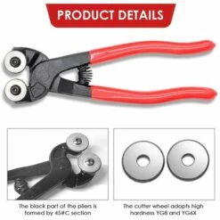 TINOR Mosaik Fliesenzange Werkzeuge 200mm Hartmetall Fliesenzange Keramikfliesen Schneidzange Mit Zwei Wolframkarbid Abtasträdern Fliesen Schneider Fahrbarer Zangen Werkzeug Für Glas Buntglas Trimmt -Angebote Fliesenleger-Werkzeug Store 58429768 4