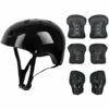 7 STÜCKE Kinder Schutzausrüstung Set Rollschuh Helm Ellbogen Handgelenk Knieschützer Für Skateboard Radfahren Skating Scooter,schwarz,,THSINDE THSINDE