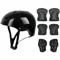 7 STÜCKE Kinder Schutzausrüstung Set Rollschuh Helm Ellbogen Handgelenk Knieschützer Für Skateboard Radfahren Skating Scooter,schwarz,,THSINDE THSINDE