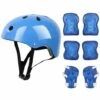 7 STÜCKE Kinder Schutzausrüstung Set Rollschuh Helm Ellbogen Handgelenk Knieschützer Für Skateboard Radfahren Skating Scooter,blau,,THSINDE THSINDE