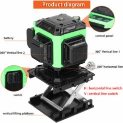ASUPERMALL Multifunktional 12 Linien Grüne Licht Laserpegel 3 ° Selbstniveau-Maschine Wiederaufladbarer Lithium-Batterie-Leveling-Werkzeug Omnidirektionaler Bodenwandaufkleber Mit Vertikaler Horizontaler Schräglinie -Angebote Fliesenleger-Werkzeug Store 60029021 3