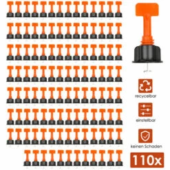 Wolketon 110 Stück Fliesen Nivelliersystem Kit Wiederverwendbar Fliesen Nivellierer Set Verstellbar Fliesen Abstandshalter Mit Spezialschlüssel Fliesenkreuz Fliesen Leveling System
