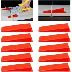 Thsinde Tile Leveling System Wedges, Wedge Leveler Tile Spacers Tiler Leveler Spacers Clips Wedges, 10 Pcs, Red