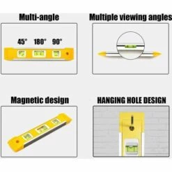 DONTODENT Wasserwaage Klein Magnetisch 230mm, Torpedo-Magnetwasserwaage Mit 3 Libellen 45°,90°,180° Für Hauselektriker U Den Profi Auf Dem Bau