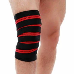 DONTODENT Knieorthese Gewichtheberbandage Nylon Elastische Knieorthese Bodybuilding Bandage, Rot