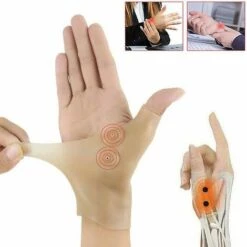 1 Paar Magnetfeldtherapie-Handgelenk-Hand-Daumen-Stützhandschuhe Silikongel Arthritis-Druckkorrektor - Thsinde