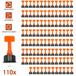 Hengda 110 Stück Fliesen Nivelliersystem Kit Wiederverwendbar Fliesen Nivellierer Set Verstellbar Fliesen Abstandshalter Mit Spezialschlüssel Fliesenkreuz Fliesen Leveling System